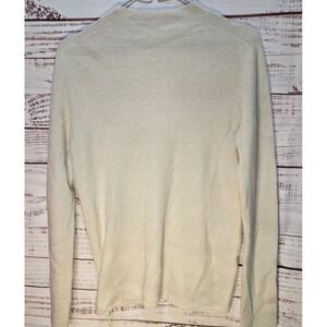 100% Cashmere Mock Neck Ribbed Sweater Cream Off-White Size Sm/Med NEW MSRP $195